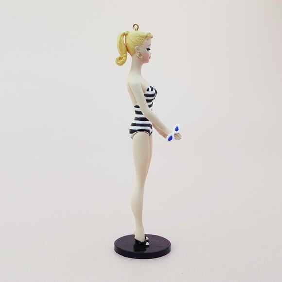 Beach Barbie 1959 Debut 1994 Hallmark Christmas Ornament #1 Black White Swimsuit - Picture 5 of 9